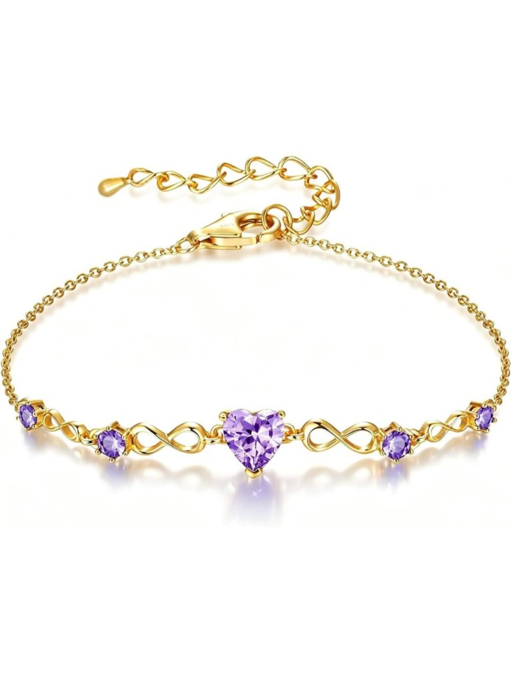 14K Gold Plated Infinity Heart Bracelet - Adjustable Jewelry Gift for Her